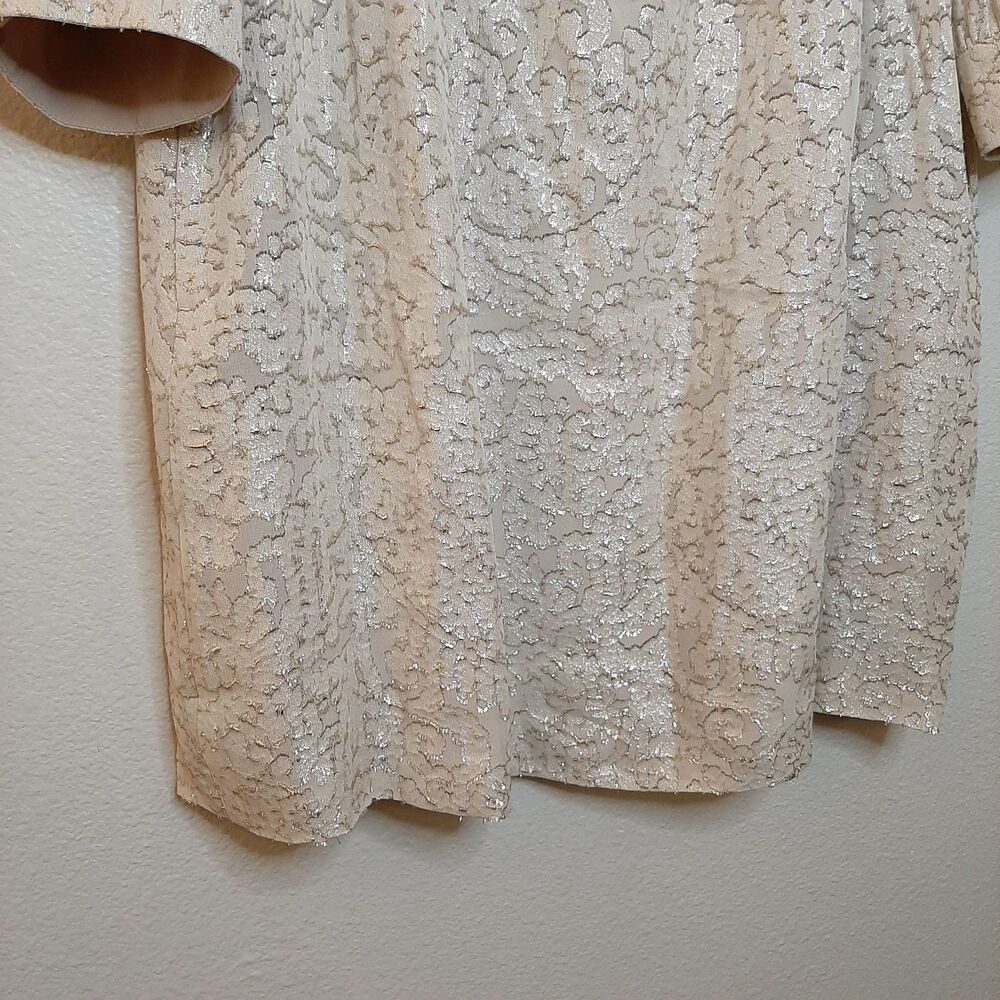 NEW Elizabeth & James Dress Beige Women Size 6 Sparkle Shift Dress LS $425 Silk - Picture 4 of 13